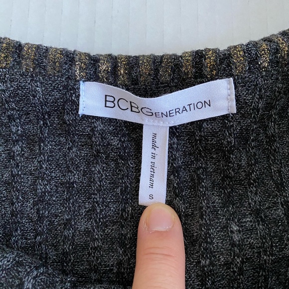 BCBGeneration Metallic-Stripe Off the Shoulder top - Picture 4 of 7